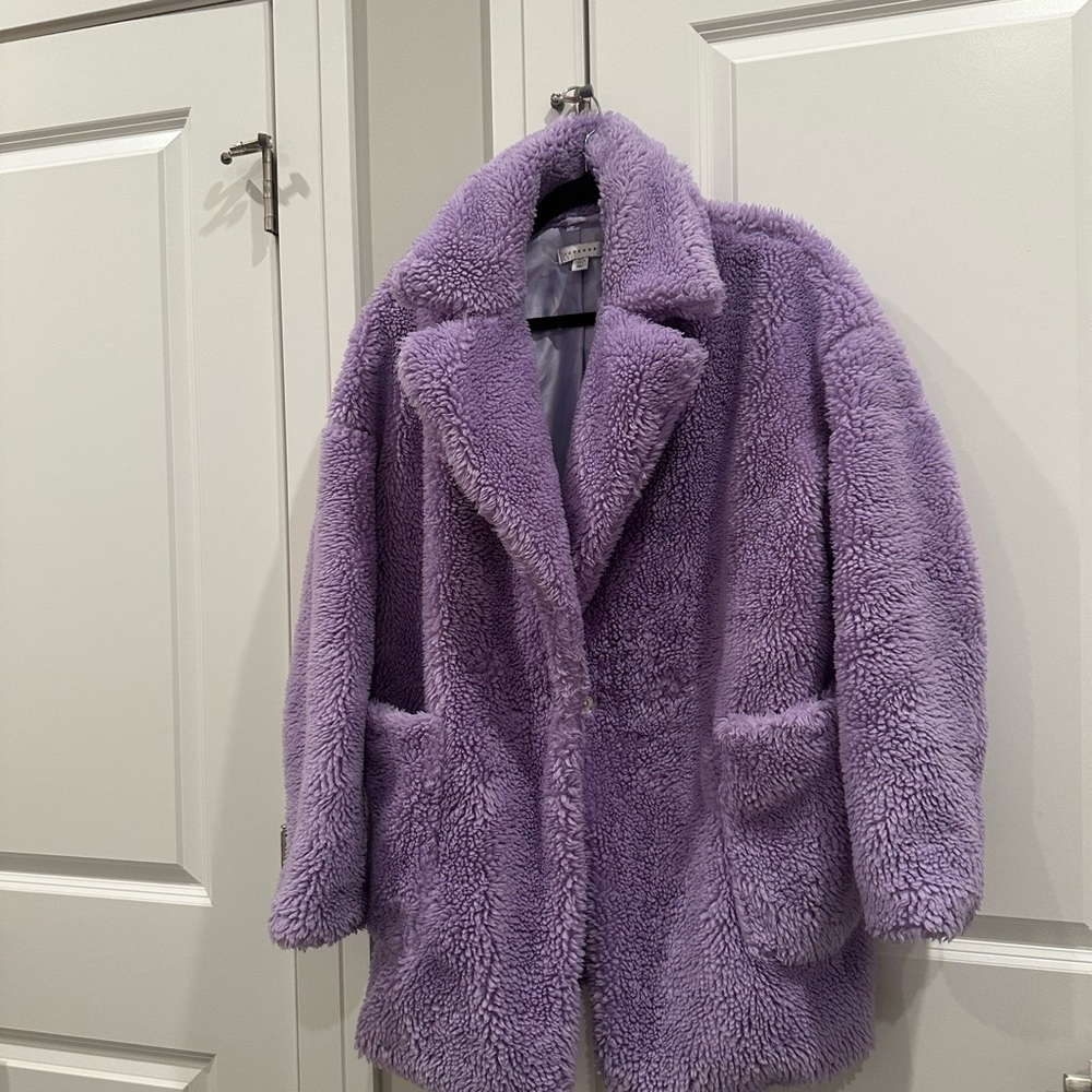 Topshop Teddy winter coat in lilac purplr
